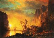 Albert Bierstadt Sunset in the  Rockies oil on canvas